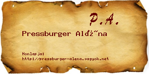 Pressburger Aléna névjegykártya